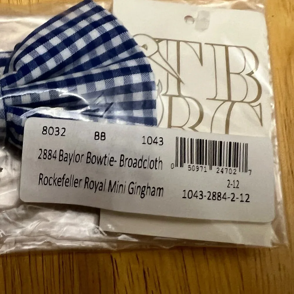 NWT TBBC BEAUFORT BONNET CO BAYLOR BOWTIE Rockefeller Royal Mini Gingham blue wh